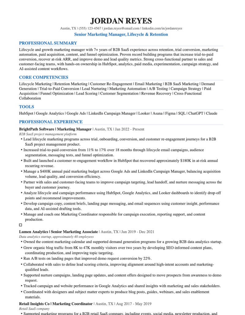 Resume generated by Codex for the Jordan Reyes test persona